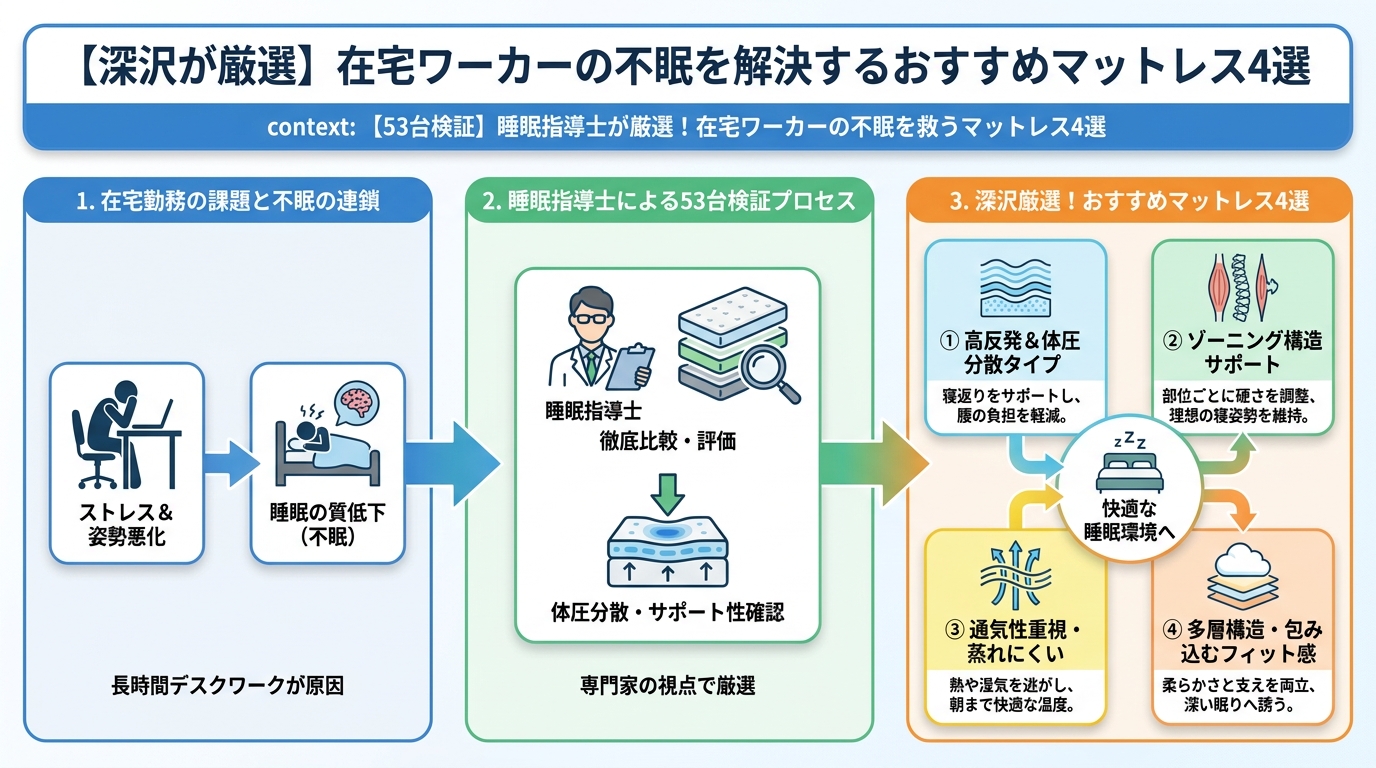 快眠グッズ 【深沢が厳選】在宅ワーカーの不眠を解決するおすすめマットレス4選