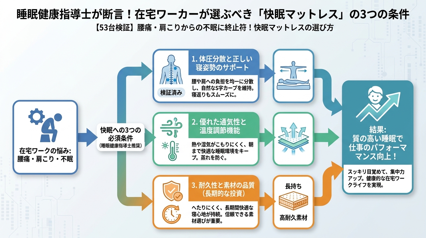 マットレス・快眠 睡眠健康指導士が断言！在宅ワーカーが選ぶべき「快眠マットレス」の3つの条件