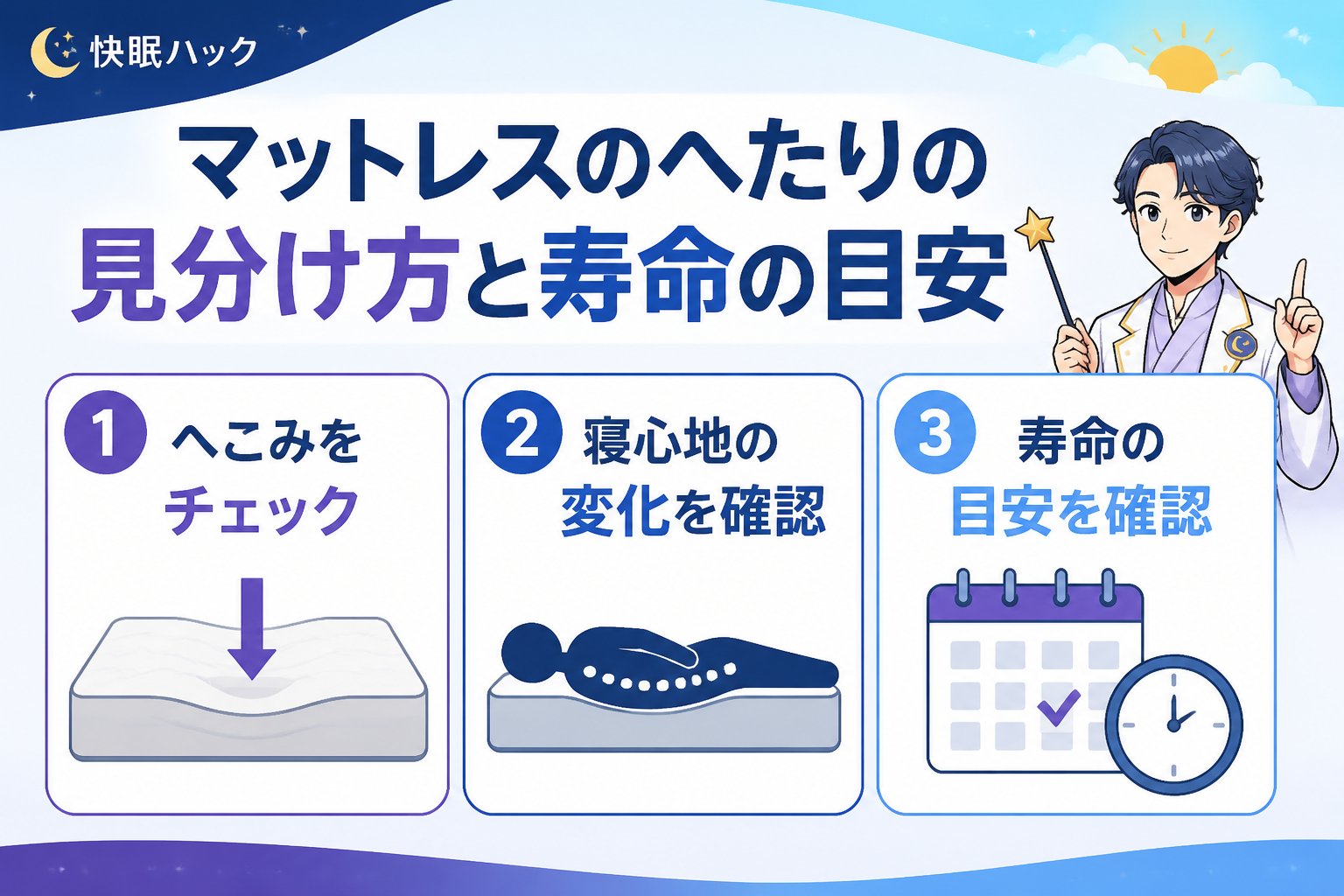 マットレス・快眠 マットレスのへたりの見分け方と寿命の目安