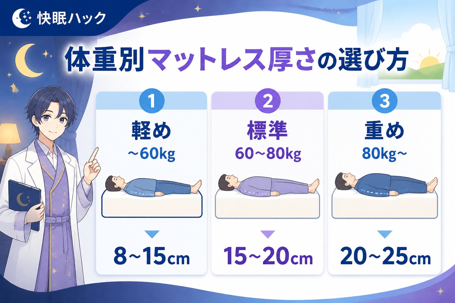マットレス・快眠 体重別マットレス厚さの選び方