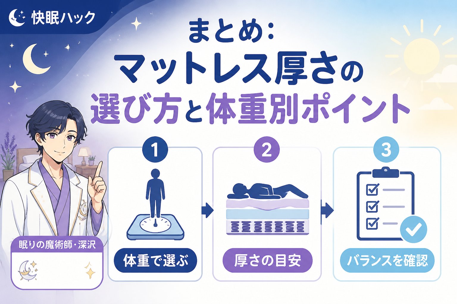 マットレス・快眠 まとめ：マットレス厚さの選び方と体重別ポイント
