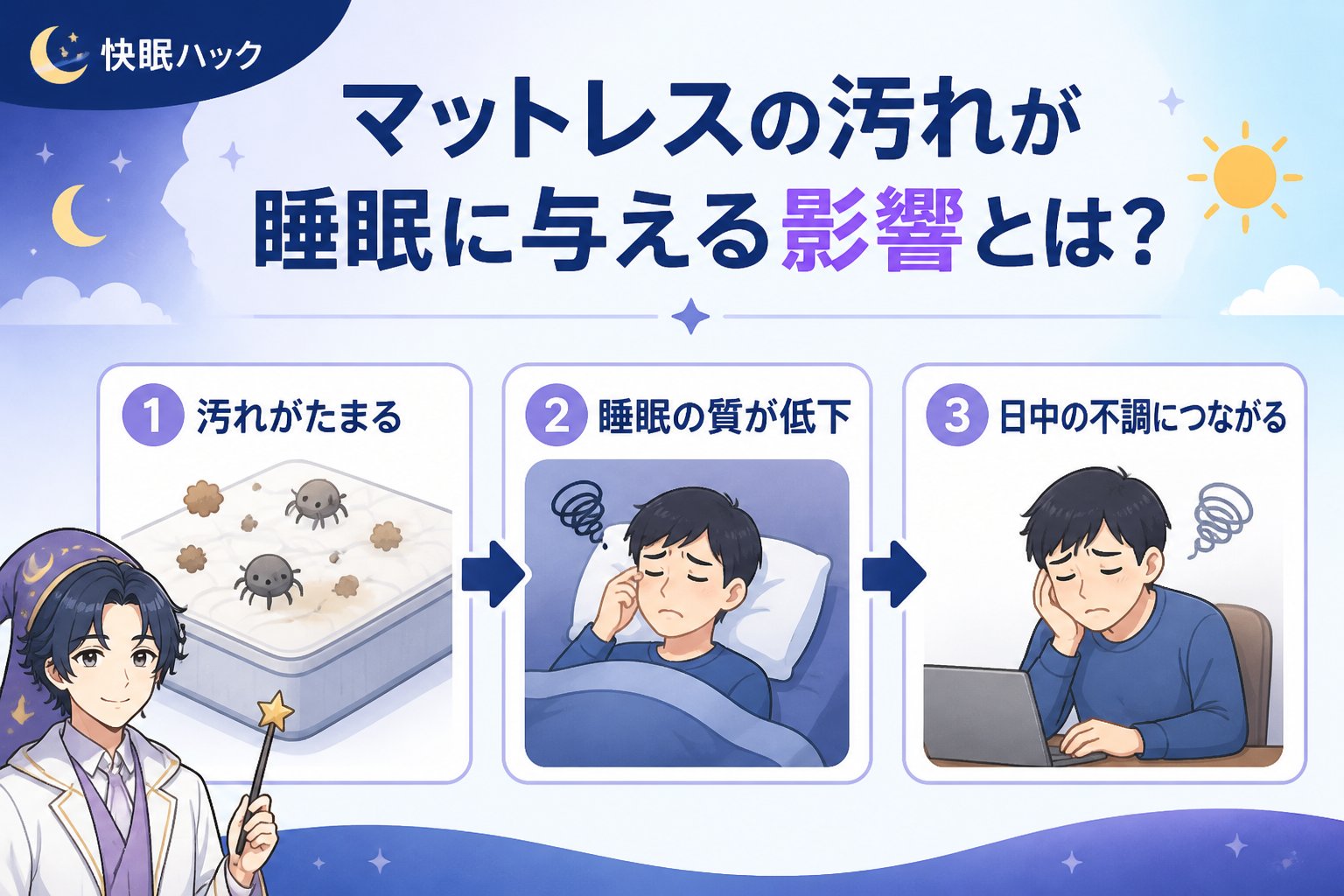 マットレス・快眠 マットレスの汚れが睡眠に与える影響とは?