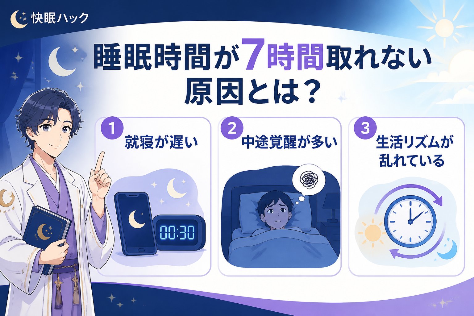 睡眠改善 睡眠時間が7時間取れない原因とは？