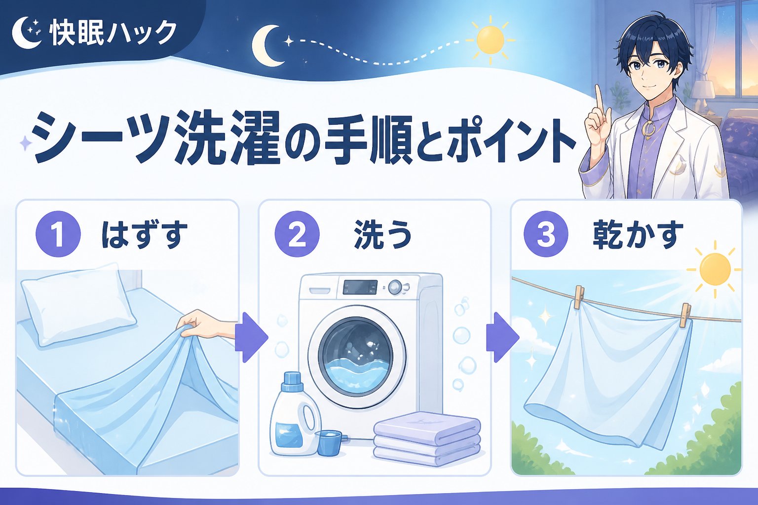 寝具 シーツ洗濯の手順とポイント