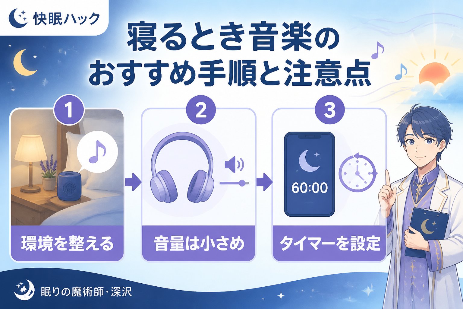 快眠グッズ 寝るとき音楽のおすすめ手順と注意点