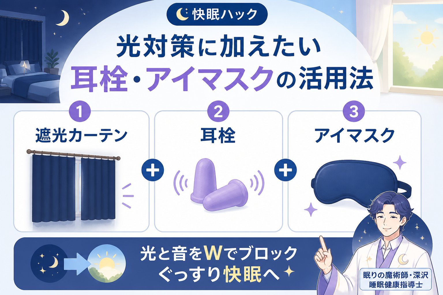 快眠グッズ 光対策に加えたい耳栓・アイマスクの活用法