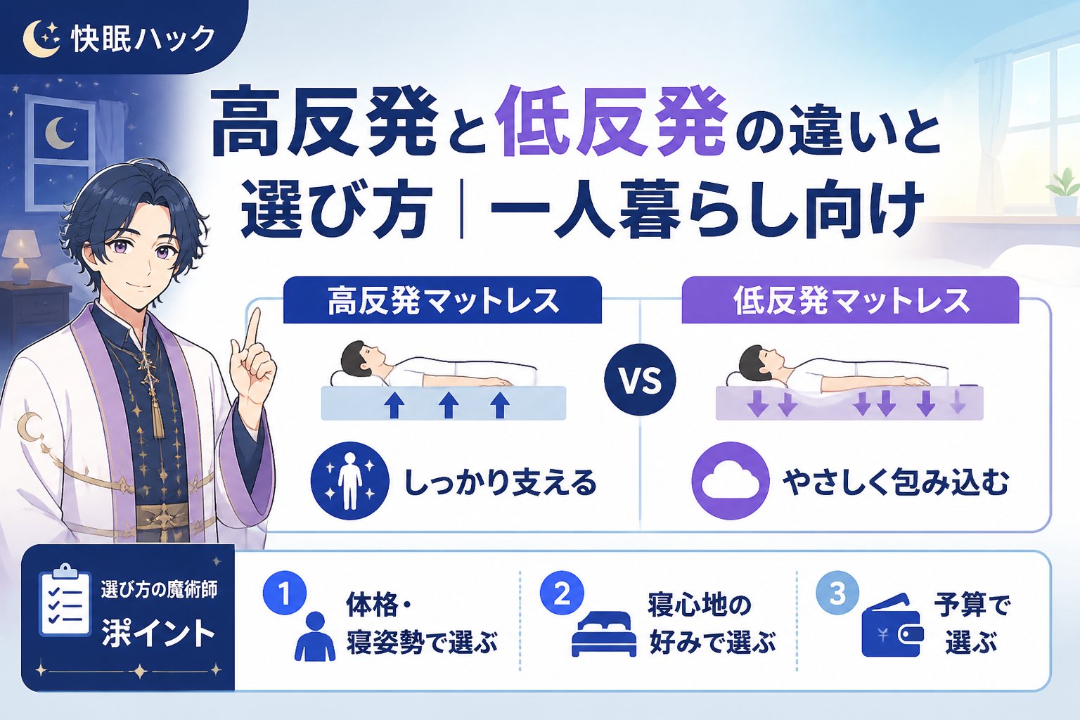 マットレス・快眠 高反発マットレスと低反発マットレスの違いと選び方