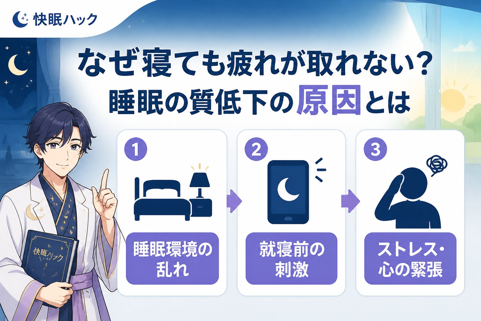 睡眠改善 なぜ寝ても疲れが取れない?睡眠の質低下の原因とは