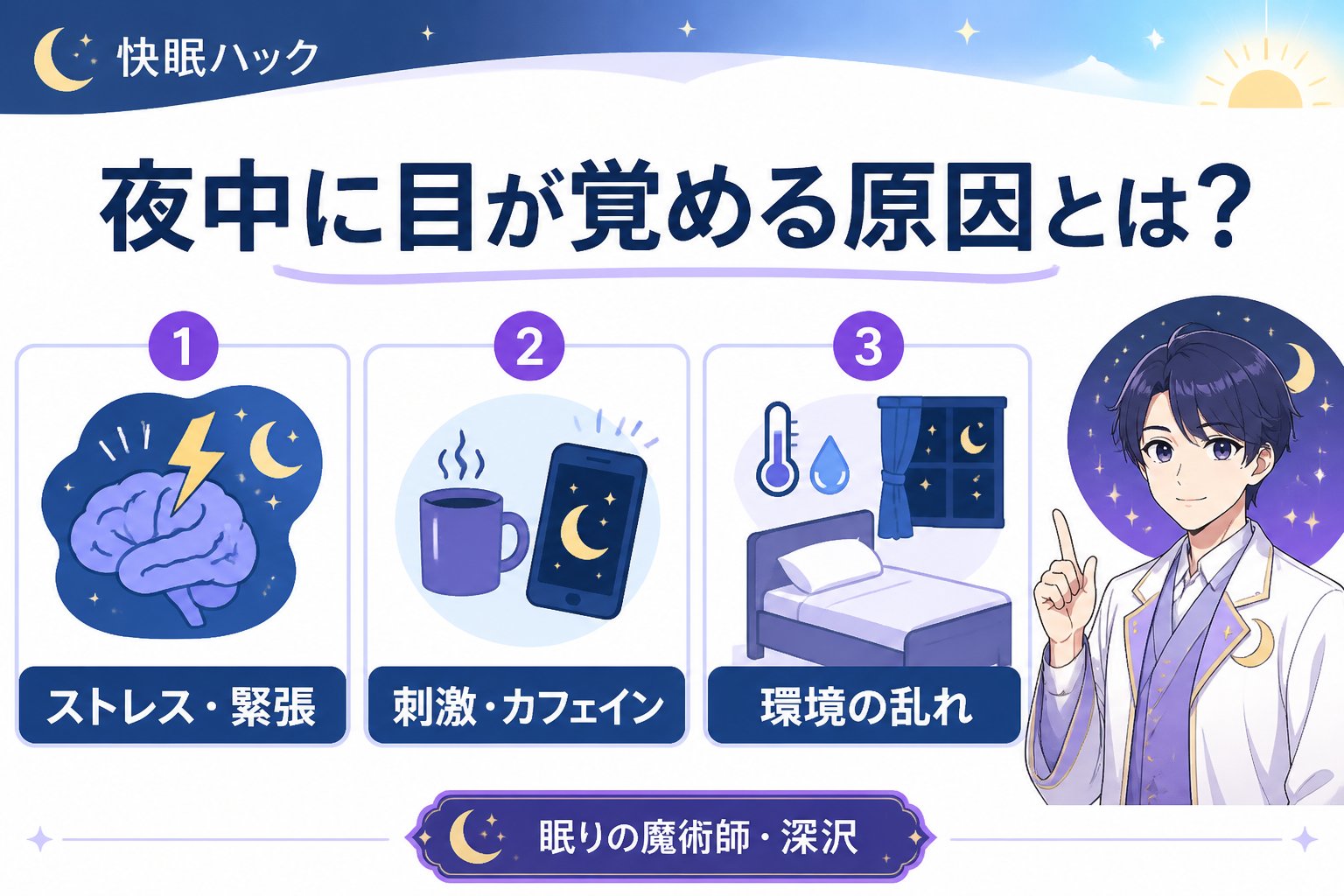 睡眠改善 夜中に目が覚める原因とは？
