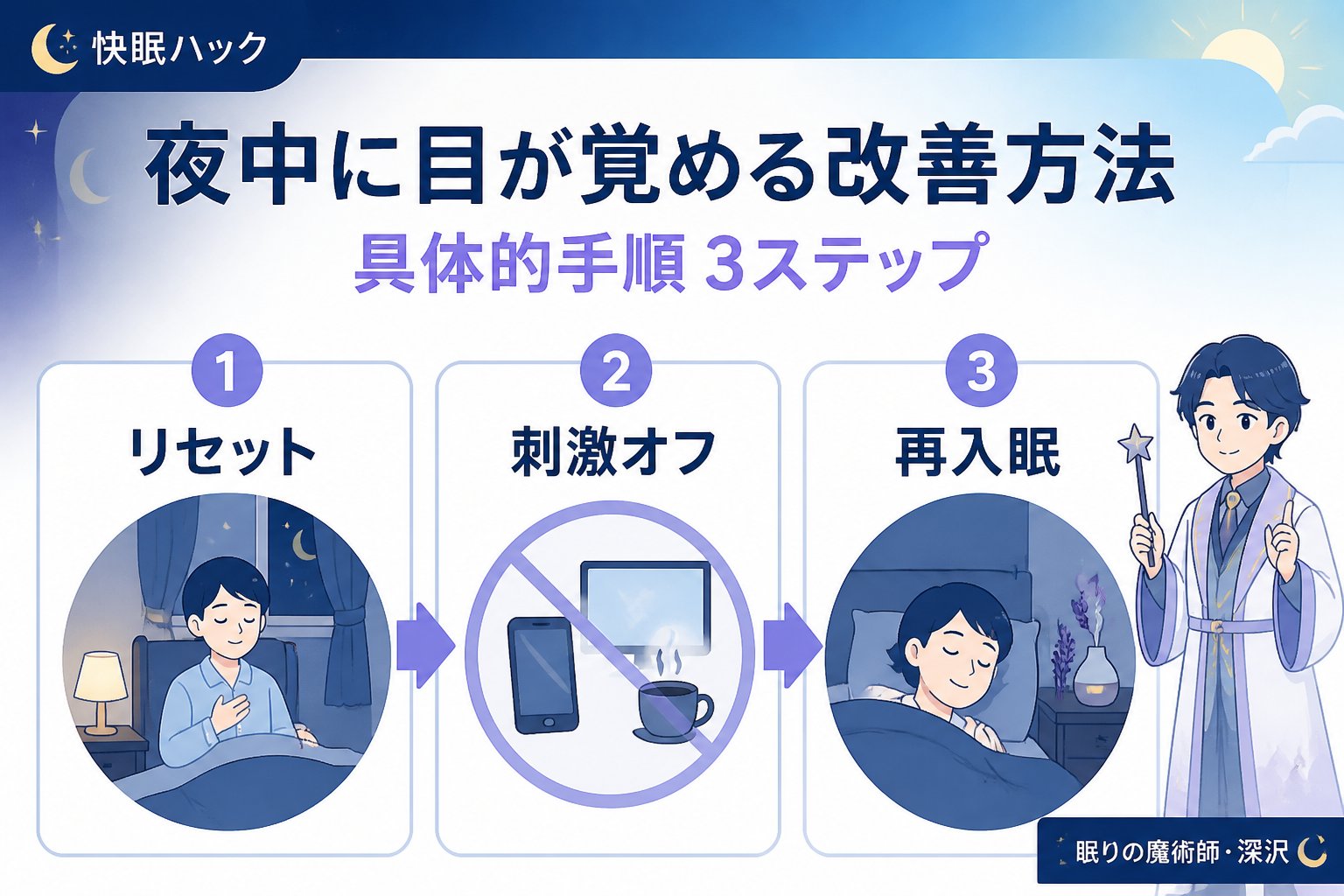 睡眠改善 夜中に目が覚める改善方法の具体的手順