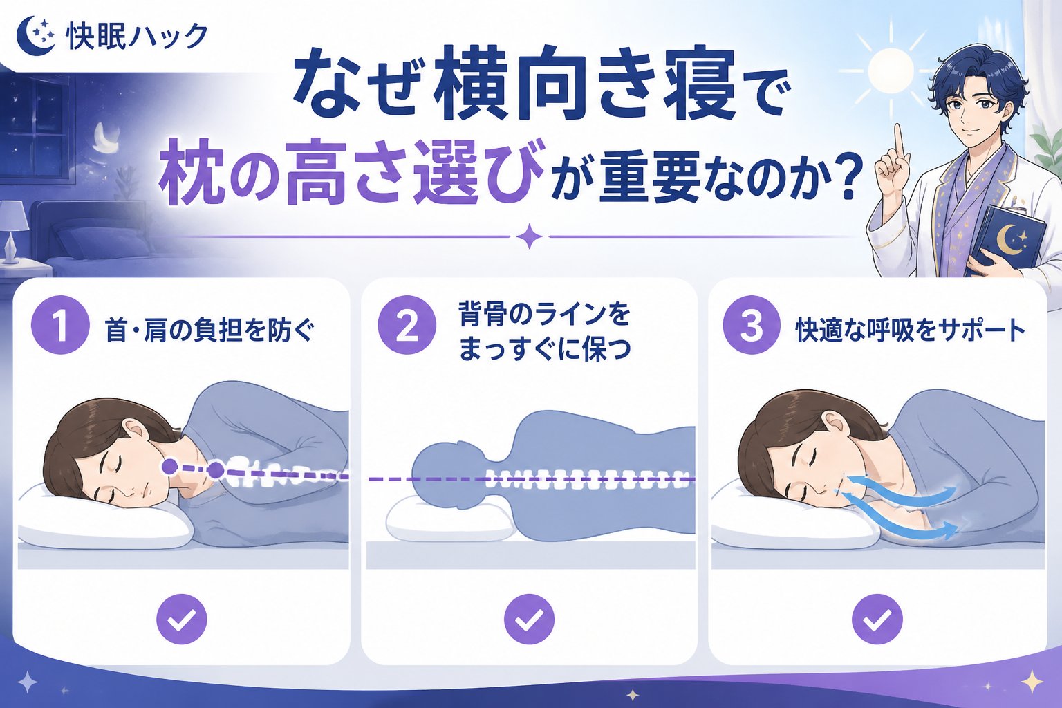 寝具 なぜ横向き寝で枕の高さ選びが重要なのか?