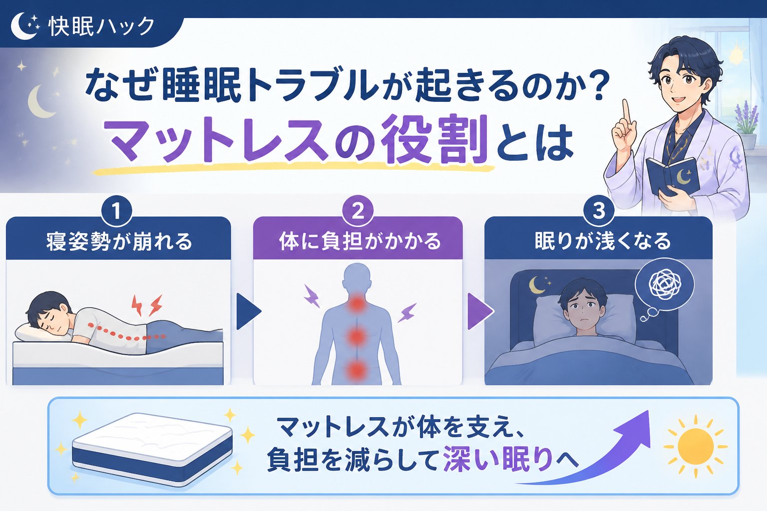 マットレス・快眠 1. なぜ睡眠トラブルが起きるのか？マットレスの役割とは