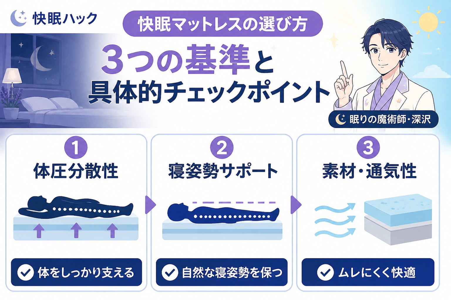 快眠グッズ 快眠マットレスの選び方：3つの基準と具体的チェックポイント