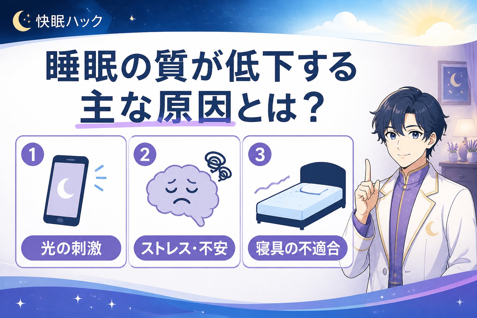 快眠グッズ 睡眠の質が低下する主な原因とは？