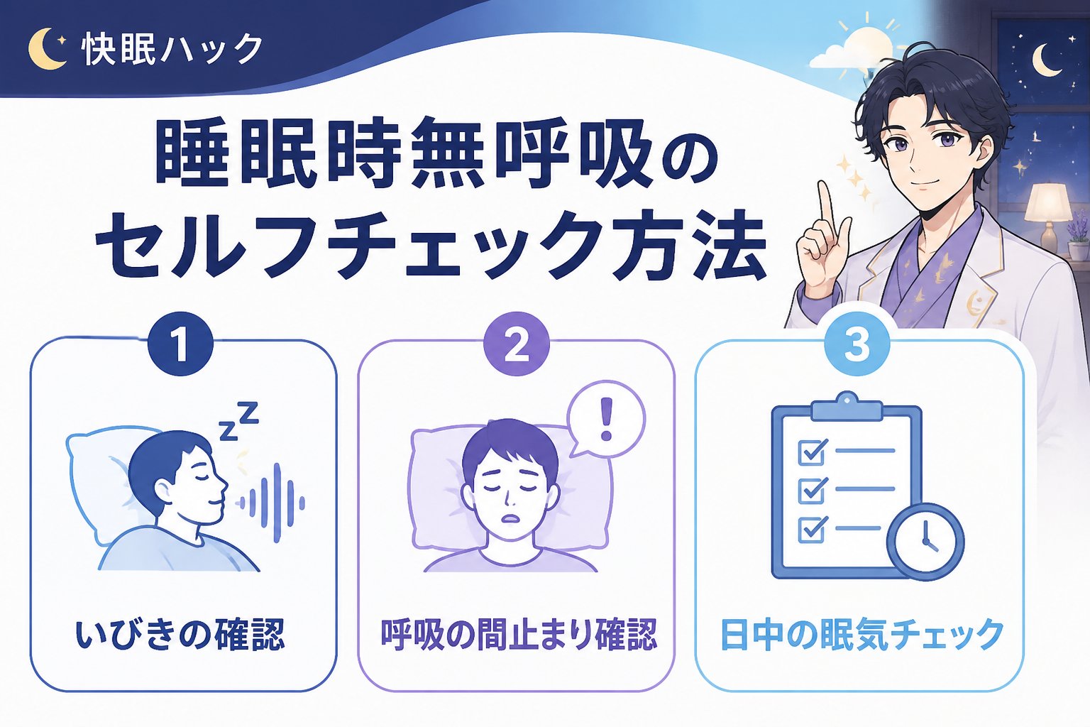睡眠改善 睡眠時無呼吸のセルフチェック方法