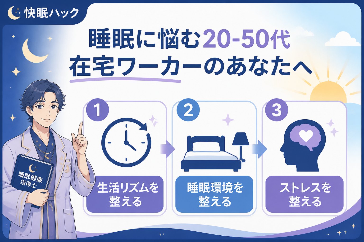 睡眠改善 睡眠に悩む20-50代在宅ワーカーのあなたへ