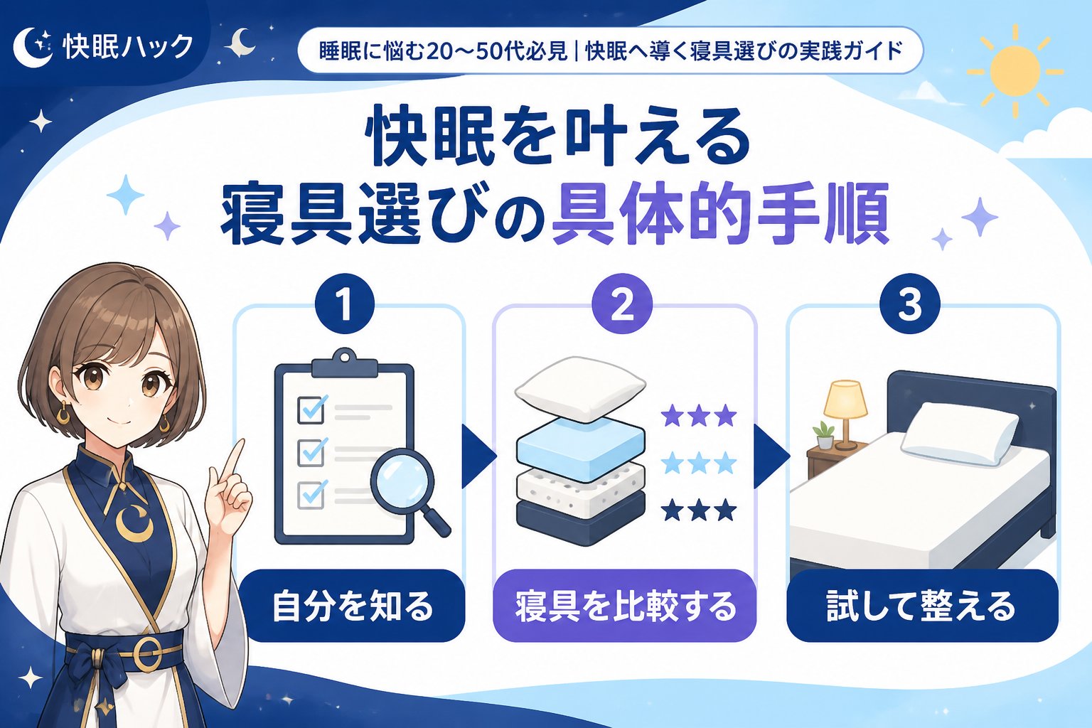 寝具 快眠を叶える寝具選びの具体的手順