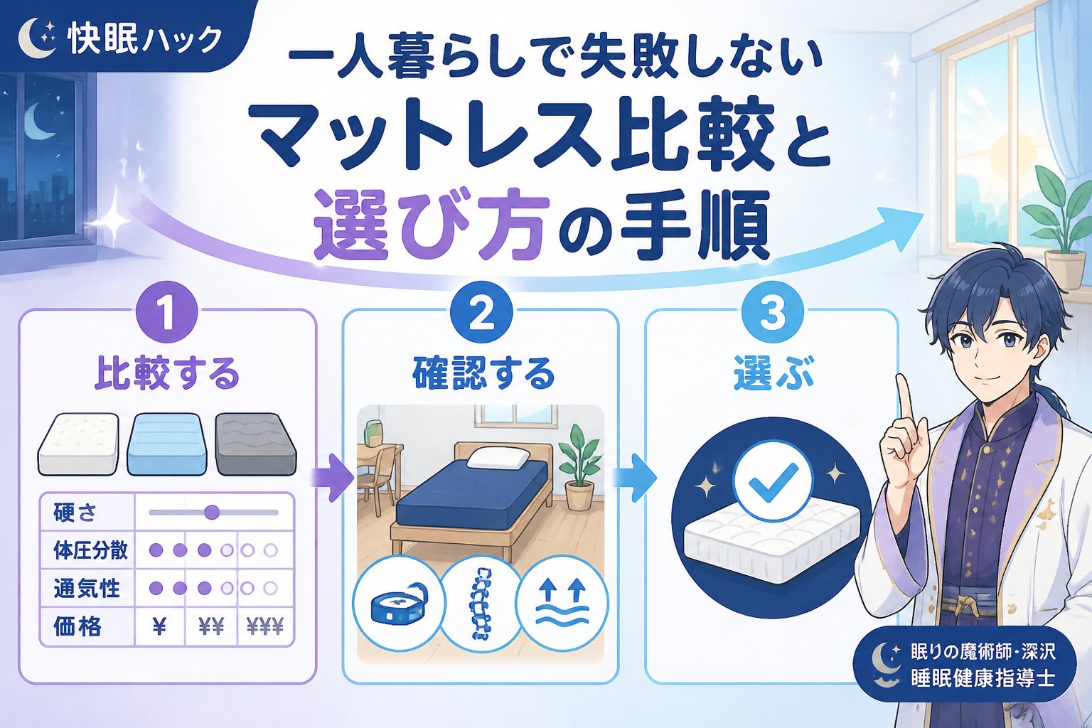 マットレス・快眠 一人暮らしで失敗しないマットレス比較と選び方の手順