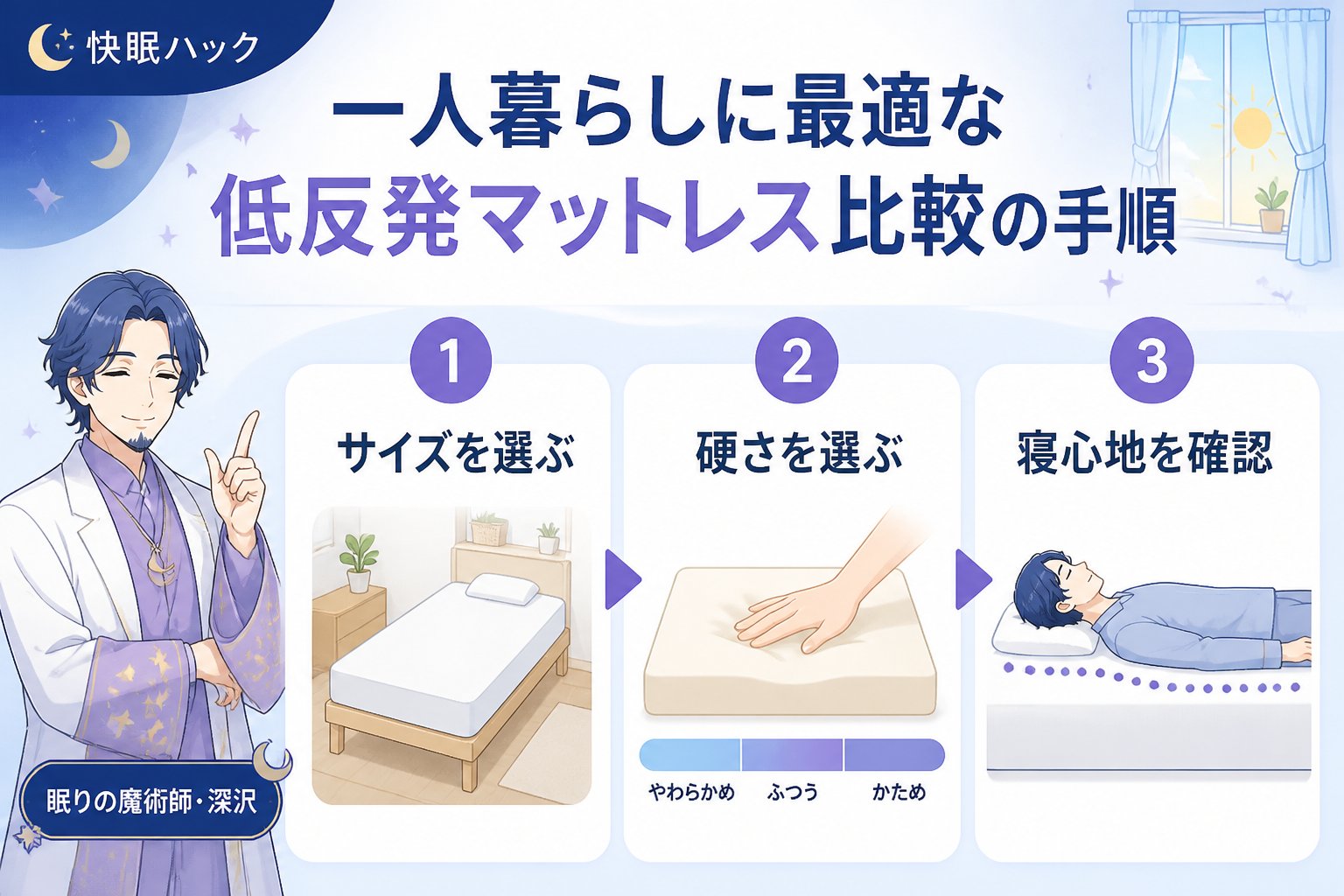 マットレス・快眠 一人暮らしに最適な低反発マットレス比較の手順