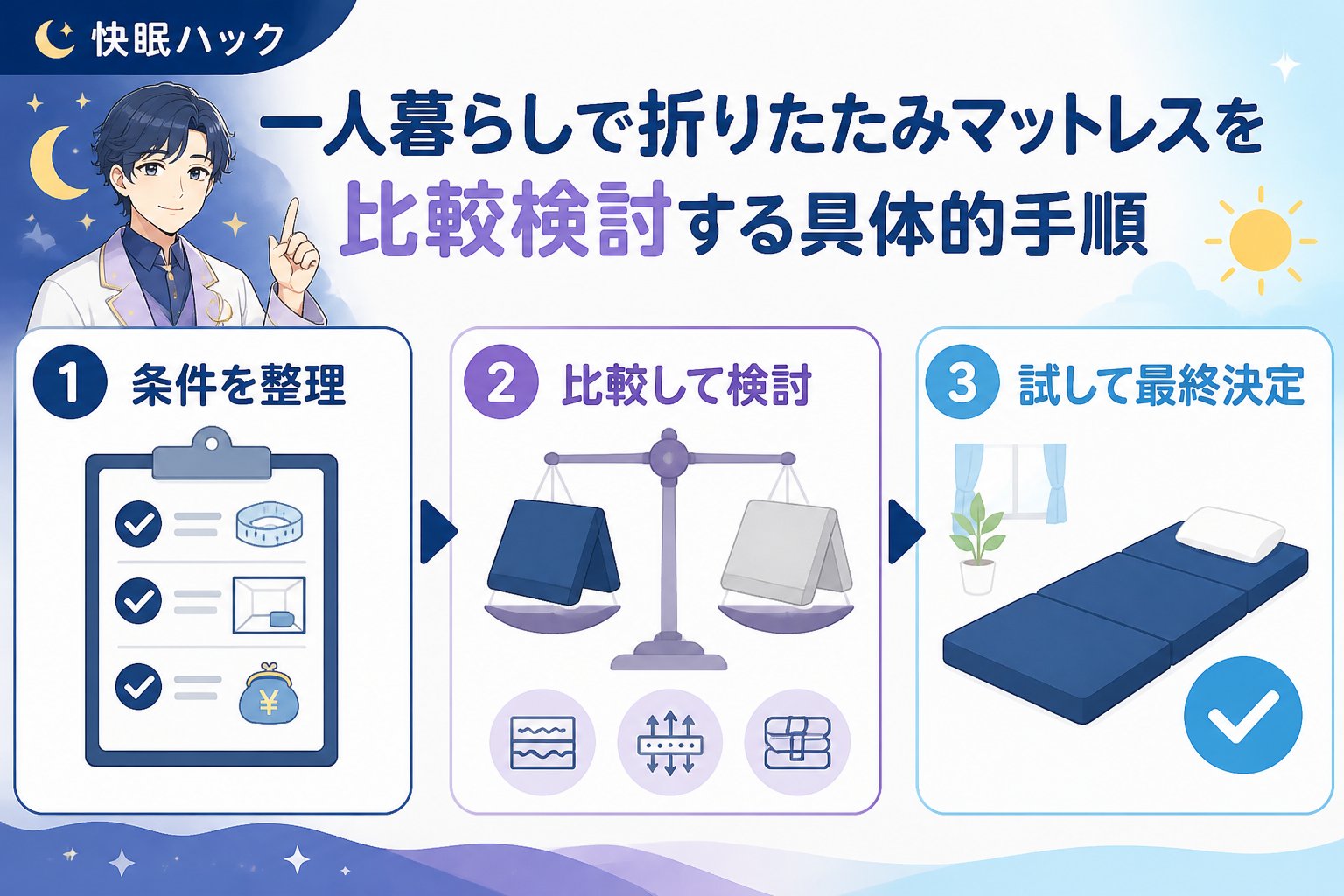 マットレス・快眠 一人暮らしで折りたたみマットレスを比較検討する具体的手順