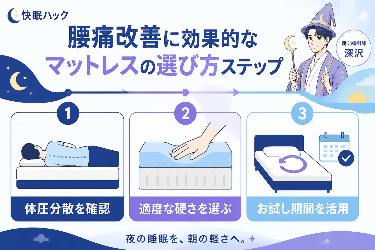 マットレス・快眠 腰痛改善に効果的なマットレスの選び方ステップ