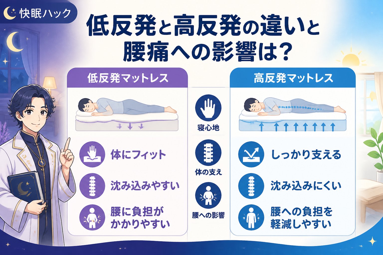 マットレス・快眠 低反発マットレスと高反発マットレスの違いと腰痛への影響