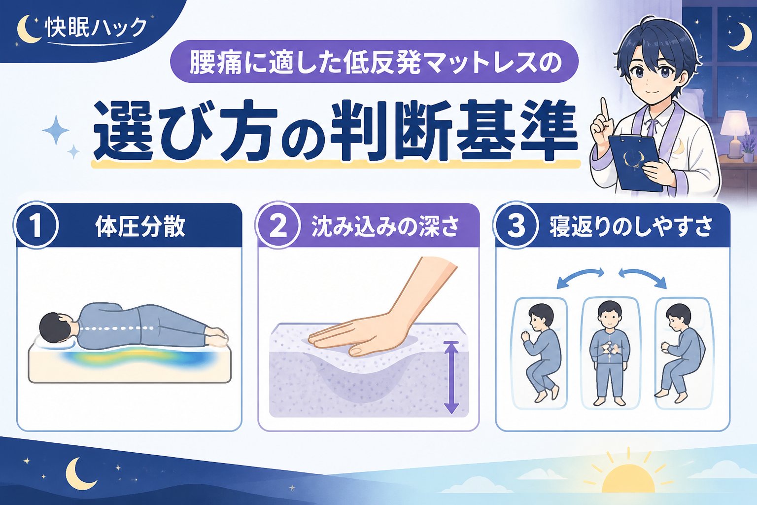 マットレス・快眠 腰痛に適した低反発マットレスの選び方の判断基準