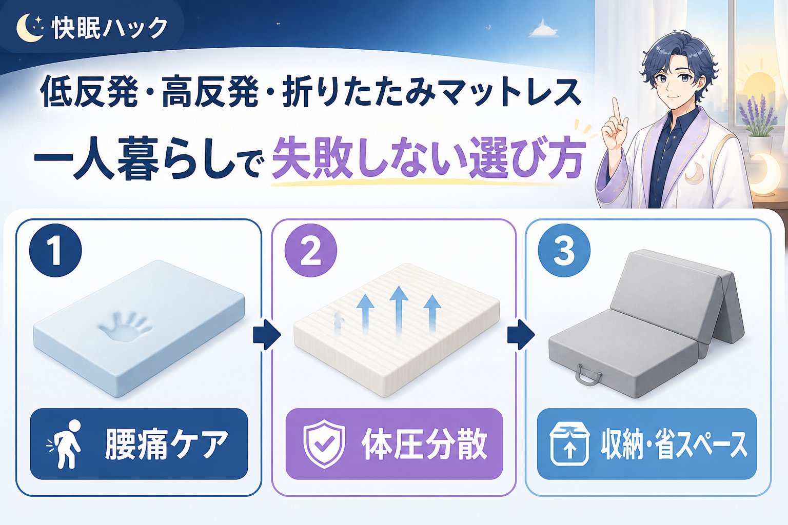 マットレス・快眠 低反発・高反発・折りたたみマットレスを一人暮らしで失敗しない選び方