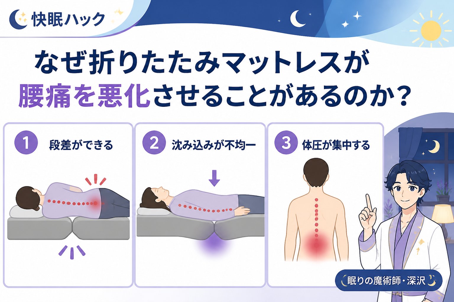 マットレス・快眠 なぜ折りたたみマットレスが腰痛を悪化させることがあるのか?
