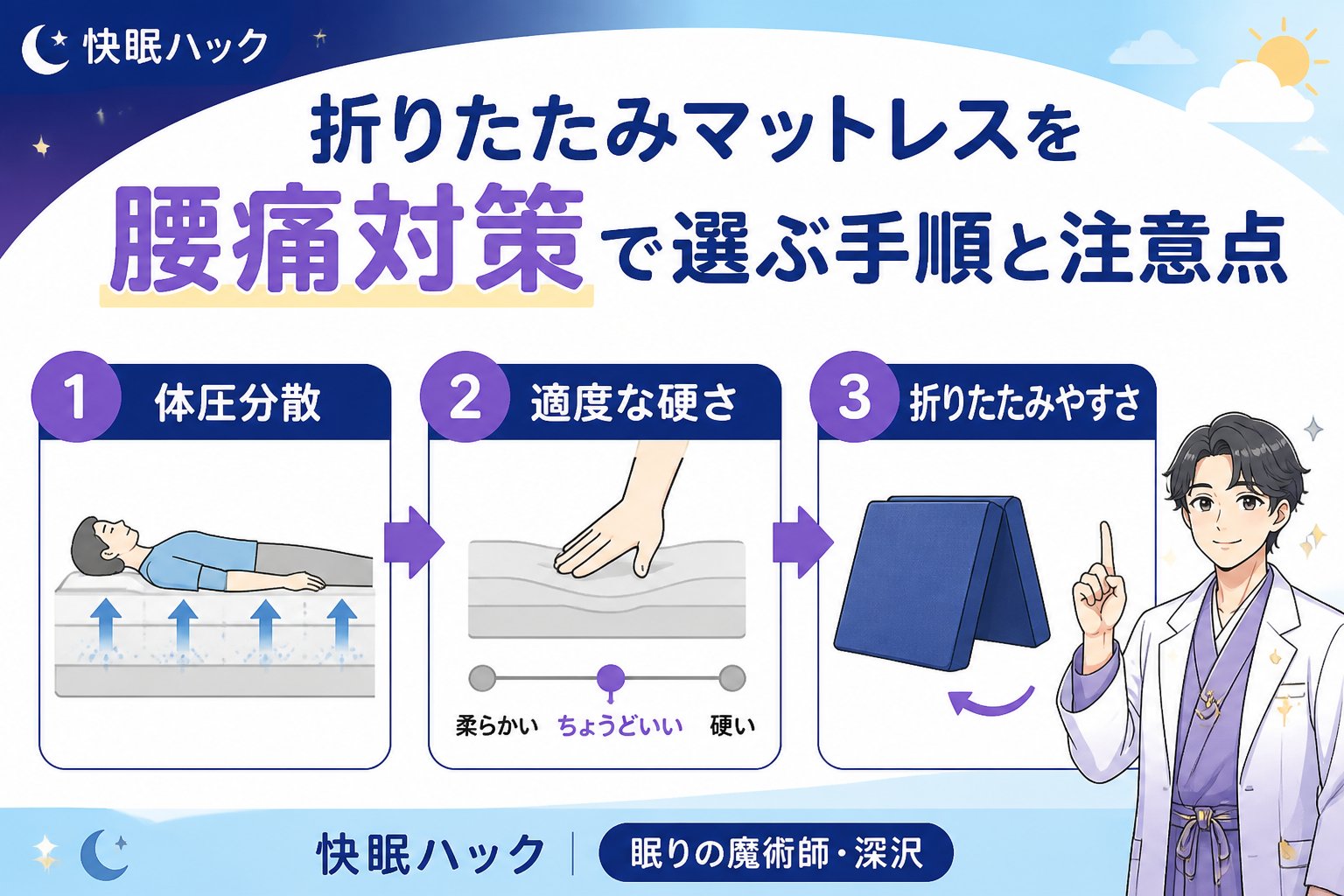 マットレス・快眠 折りたたみマットレスを腰痛対策で選ぶ手順と注意点