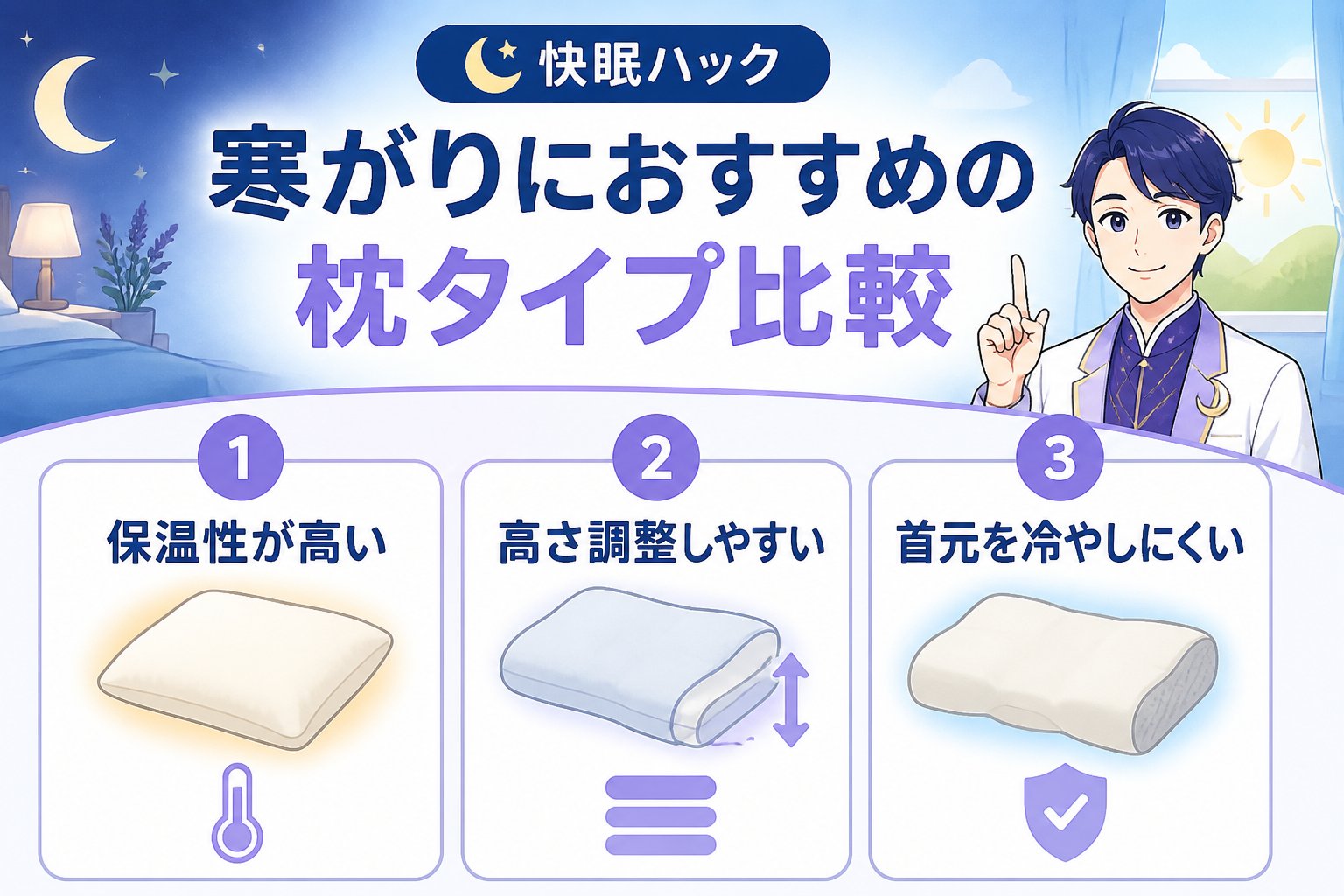 寝具 寒がりにおすすめの枕タイプ比較