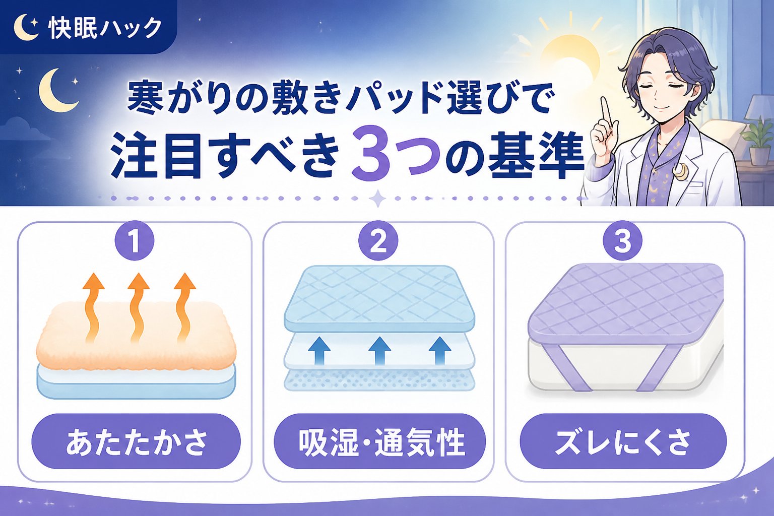寝具 寒がりの敷きパッド選びで注目すべき3つの基準