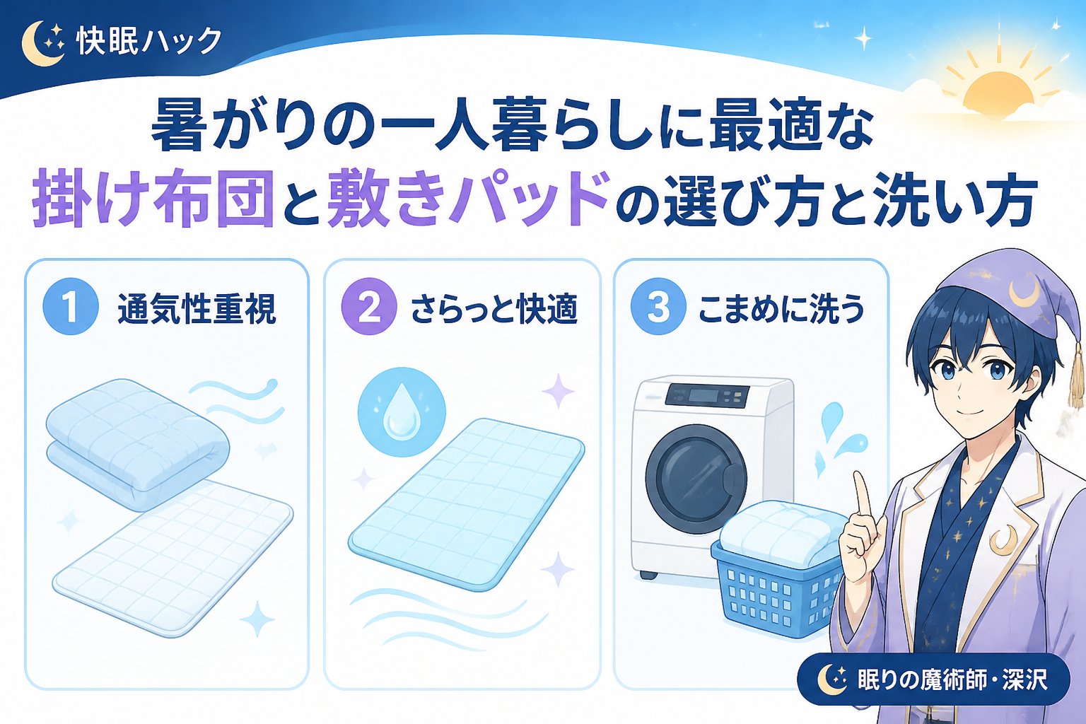 寝具 暑がりの一人暮らしに最適な掛け布団と敷きパッドの選び方と洗い方