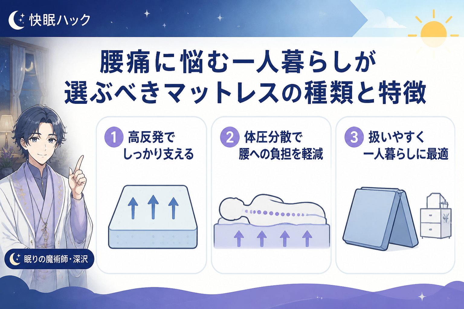 マットレス・快眠 腰痛に悩む一人暮らしが選ぶべきマットレスの種類と特徴