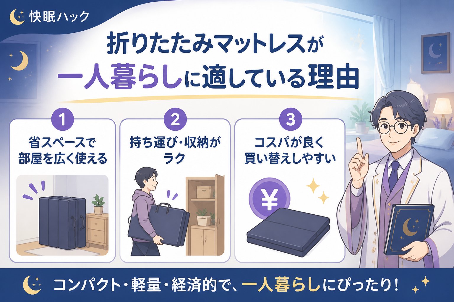 マットレス・快眠 折りたたみマットレスが一人暮らしに適している理由と注意点