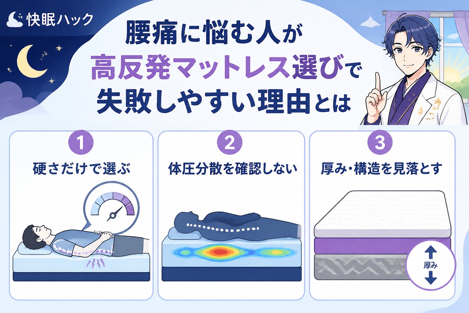 マットレス・快眠 腰痛に悩む人が高反発マットレス選びで失敗しやすい理由とは