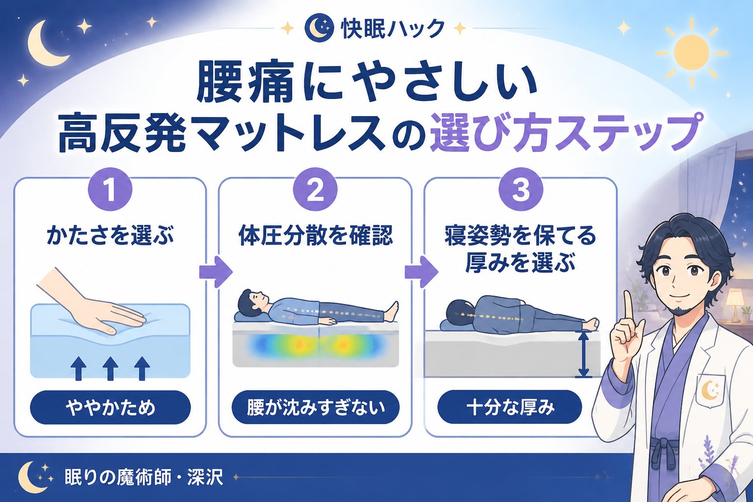 マットレス・快眠 腰痛にやさしい高反発マットレスの選び方ステップ