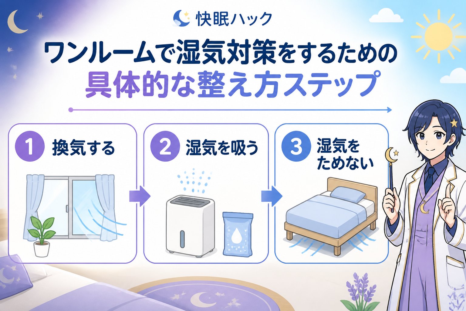 睡眠改善 ワンルームで湿気対策をするための具体的な整え方ステップ