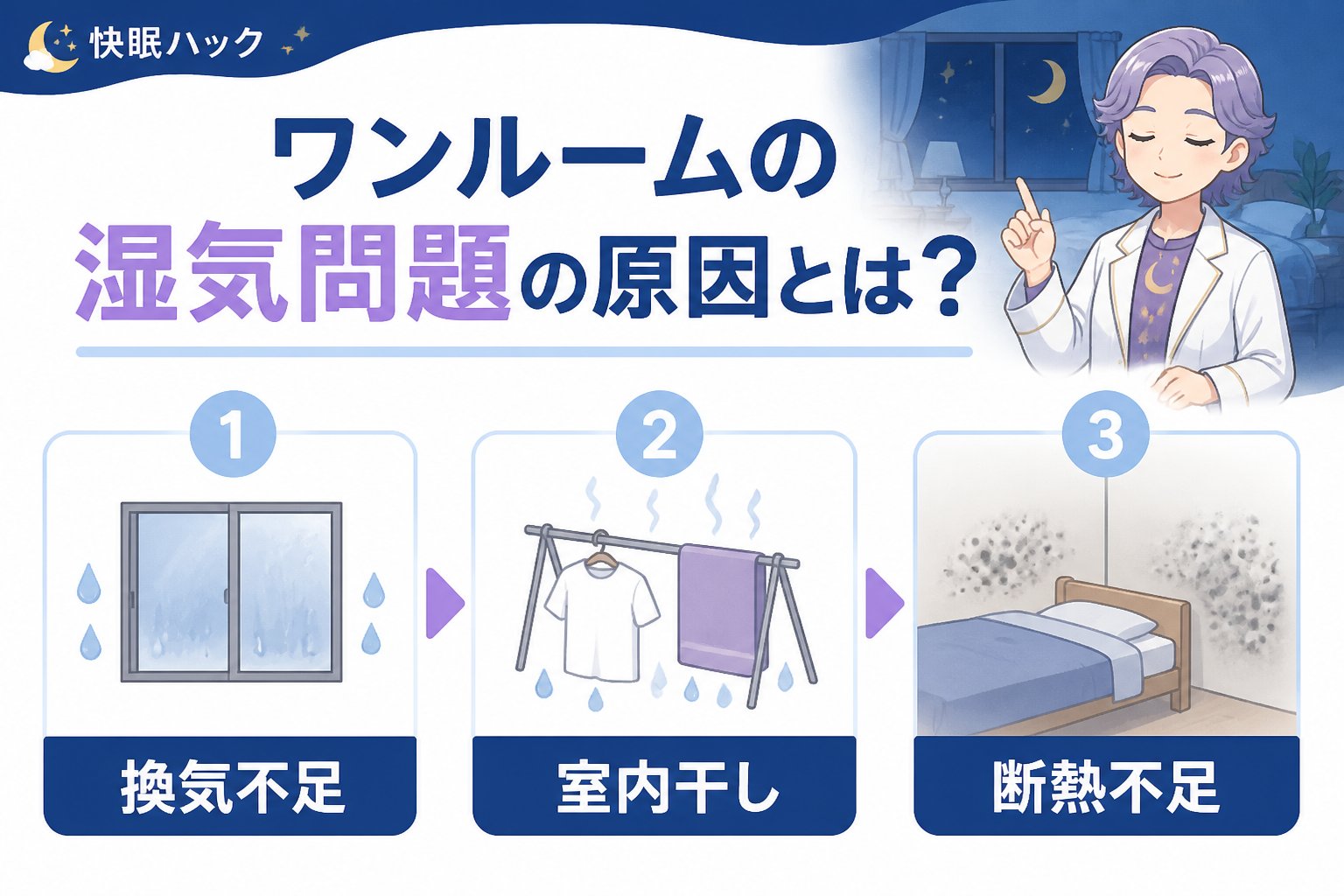睡眠改善 ワンルームの湿気問題の原因とは？