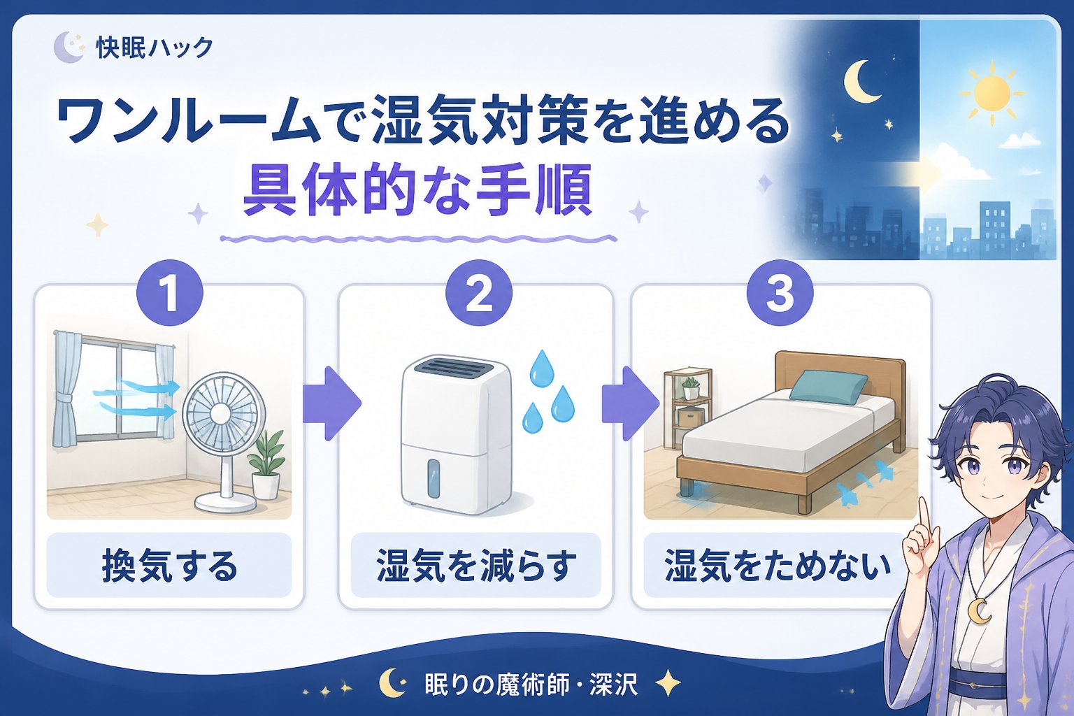 睡眠改善 ワンルームで湿気対策を進める具体的な手順
