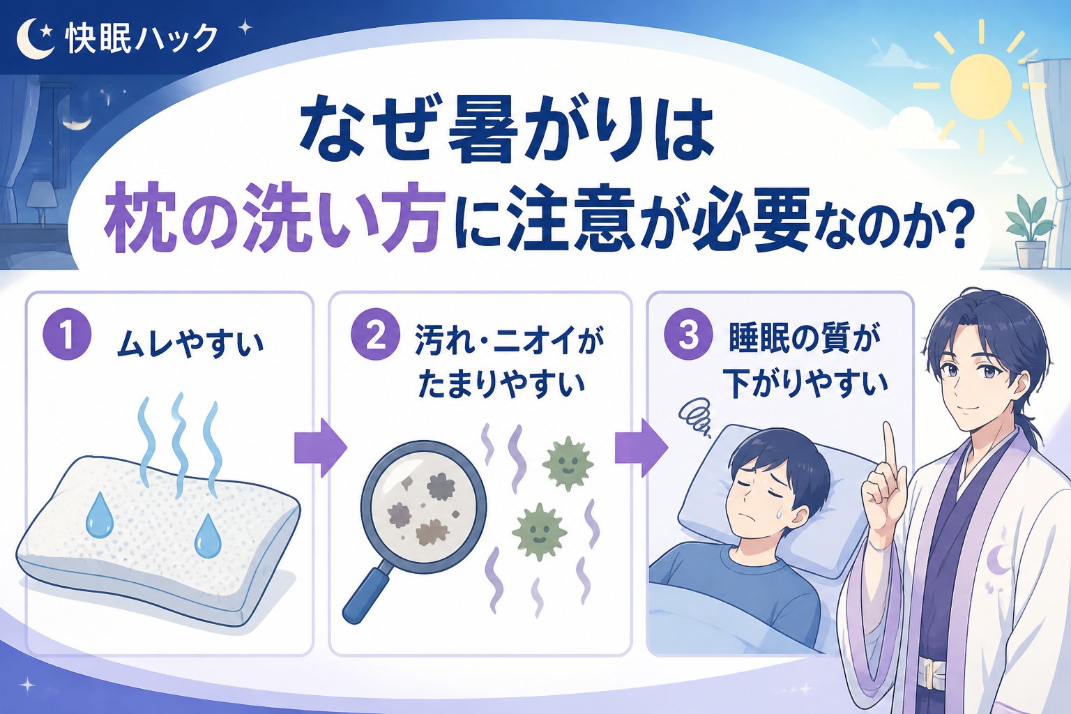寝具 なぜ暑がりは枕の洗い方に注意が必要なのか？