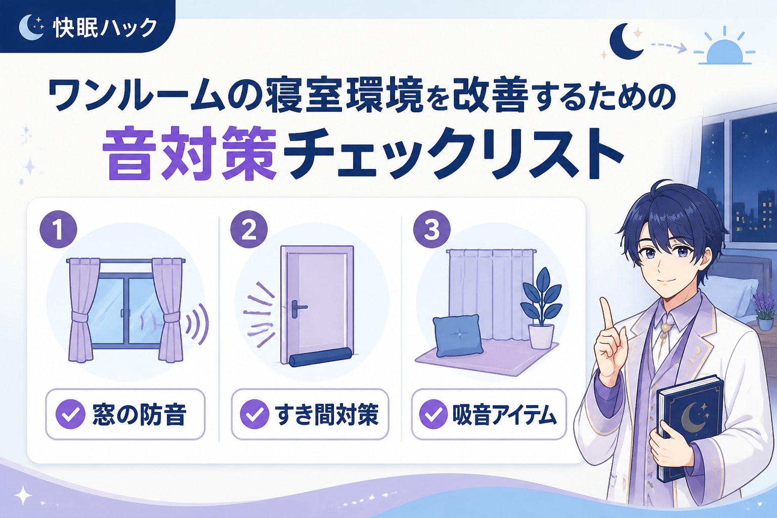 睡眠改善 ワンルームの寝室環境を改善するための音対策チェックリスト