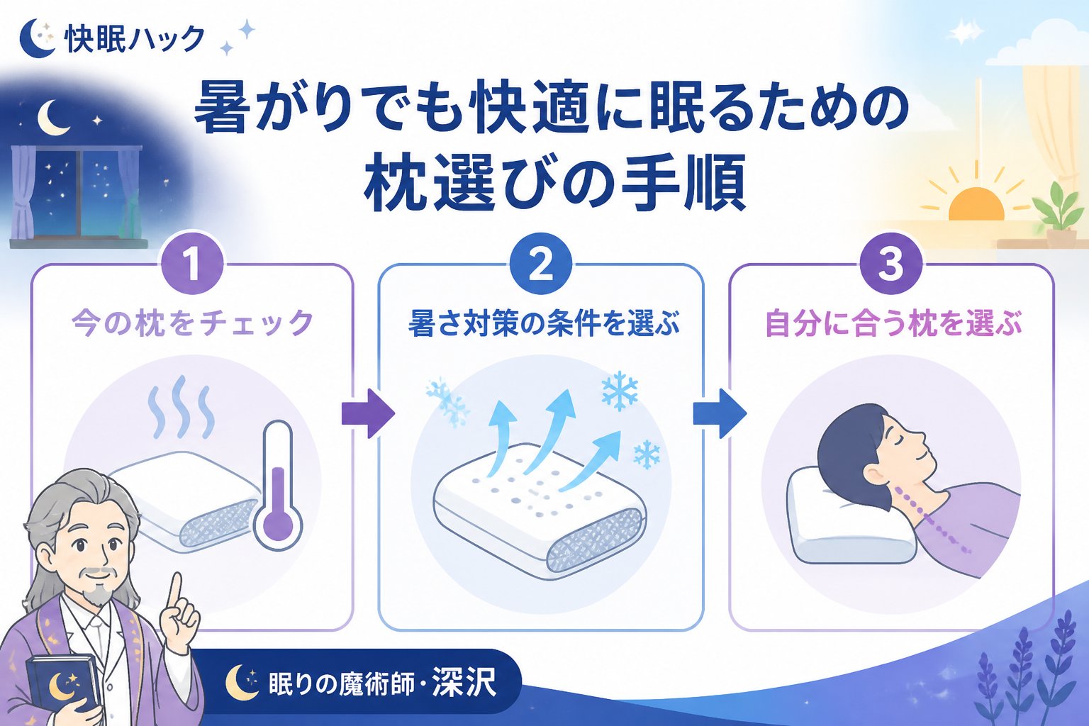 寝具 暑がりでも快適に眠るための枕選びの手順