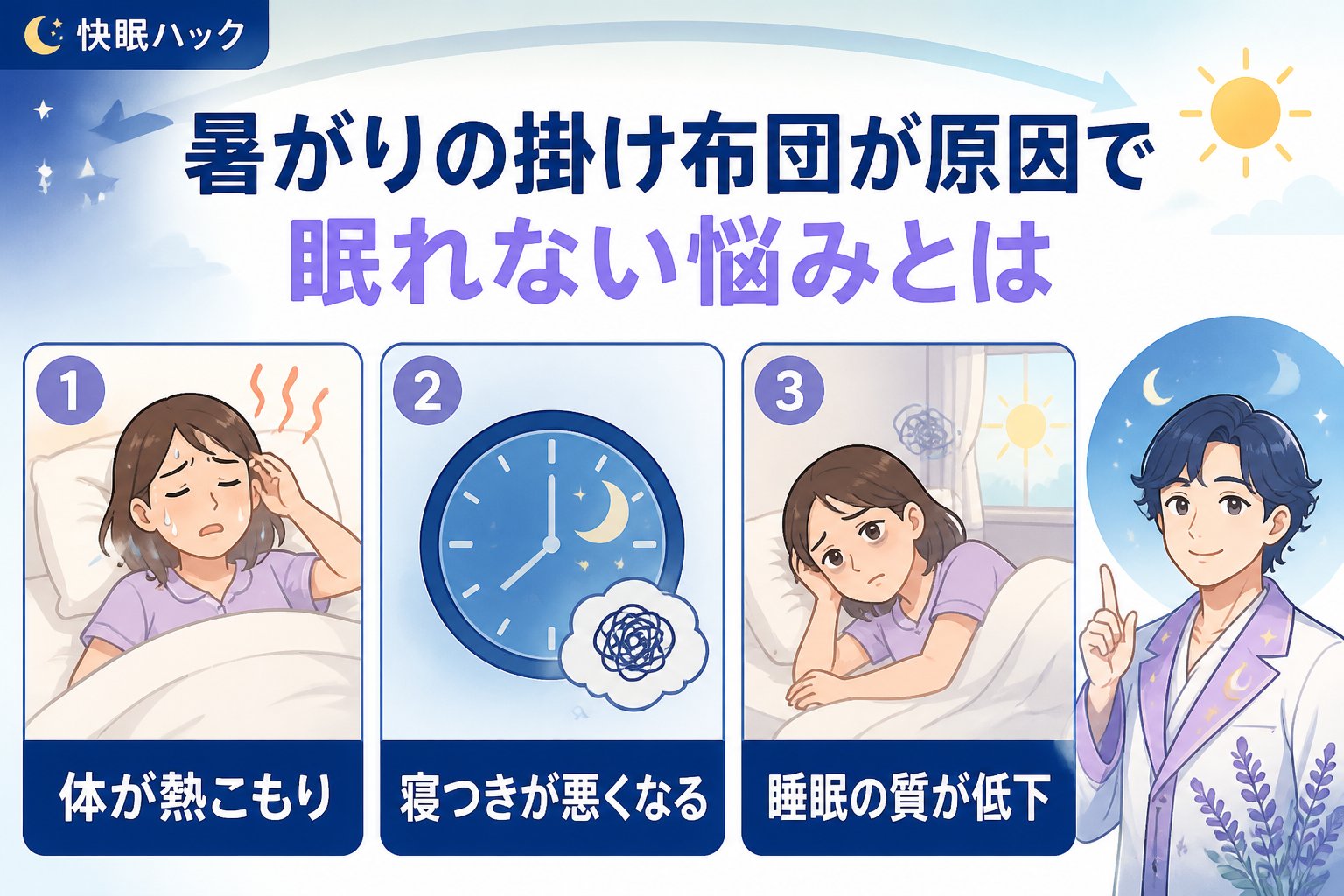寝具 暑がりの掛け布団が原因で眠れない悩みとは