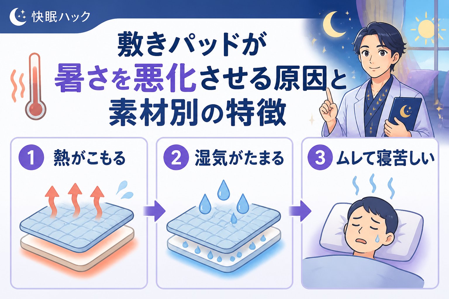 寝具 敷きパッドが暑さを悪化させる原因と素材別の特徴