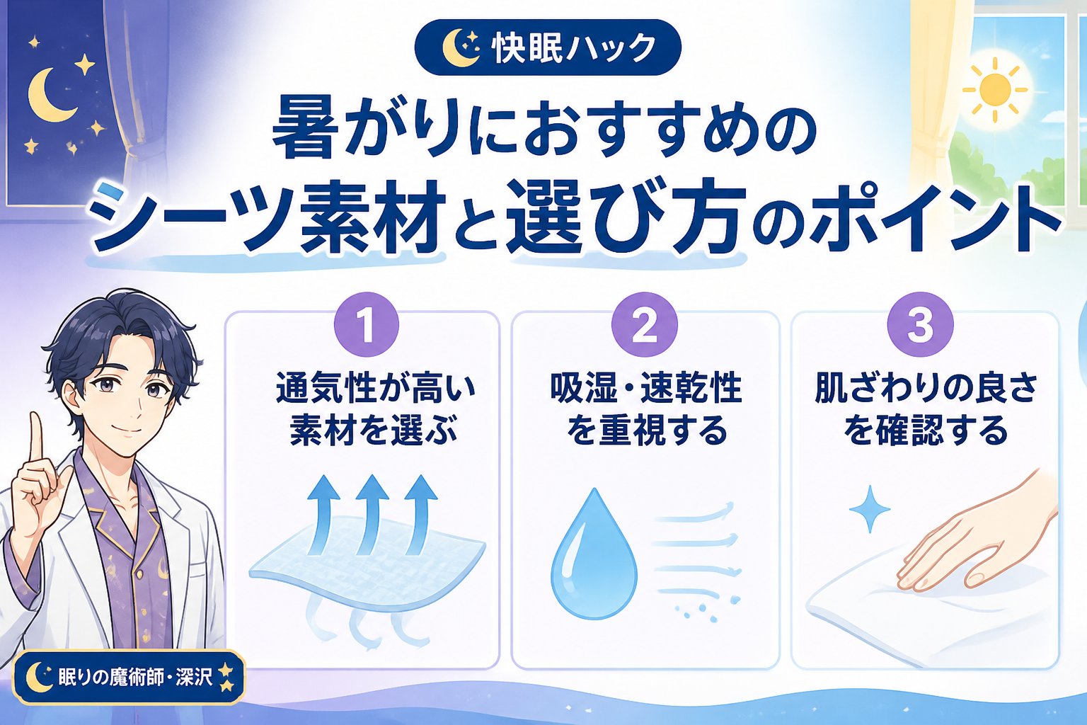 寝具 暑がりにおすすめのシーツ素材と選び方のポイント