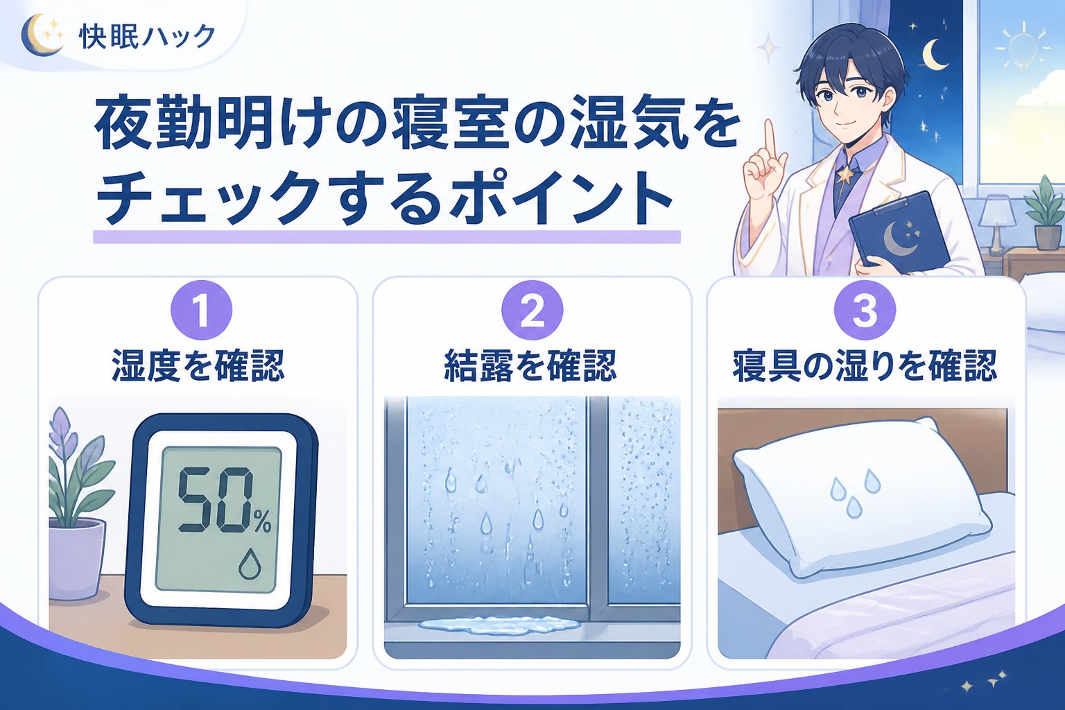 睡眠改善 夜勤明けの寝室の湿気をチェックするポイント
