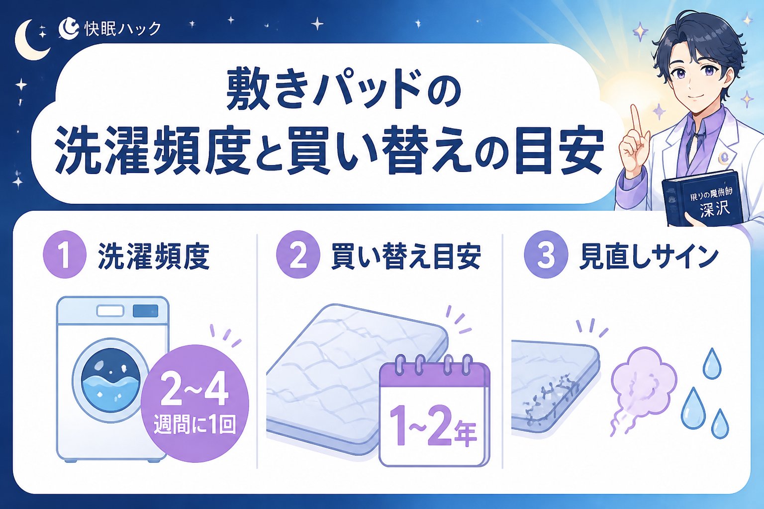 寝具 敷きパッドの洗濯頻度と買い替えの目安
