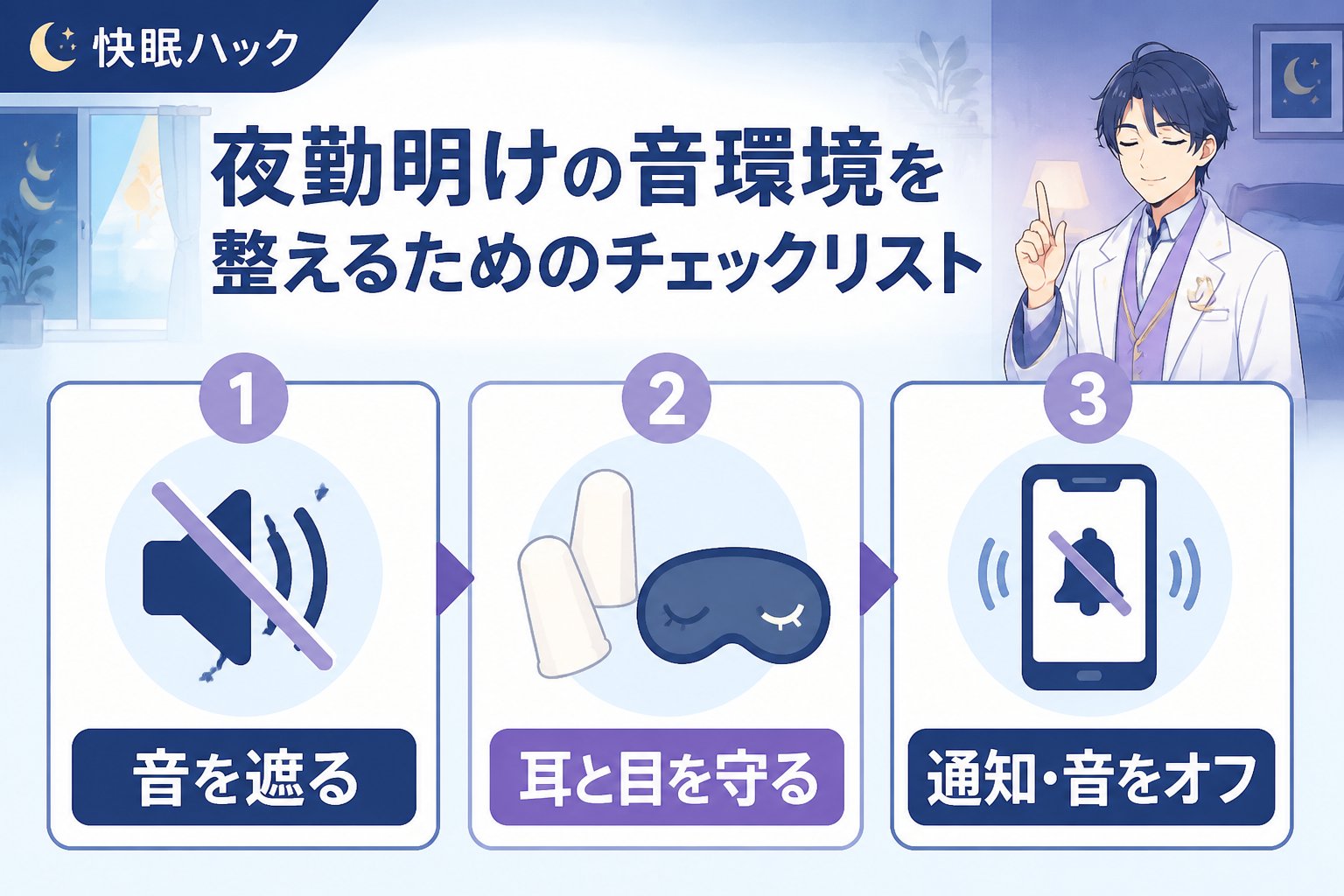 睡眠改善 夜勤明けの音環境を整えるためのチェックリスト
