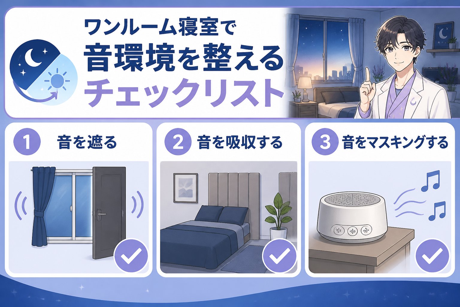 睡眠改善 ワンルーム寝室で音環境を整える具体的なチェックリスト